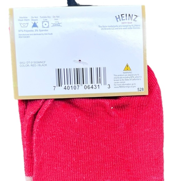 3/$20 Heinz ketchup funny unisex novelty socks men’s crew sock size 6-12 - Picture 3 of 3